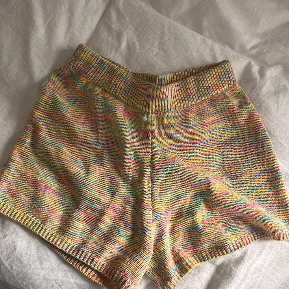 Colorful Knit High Waist Women's Shorts